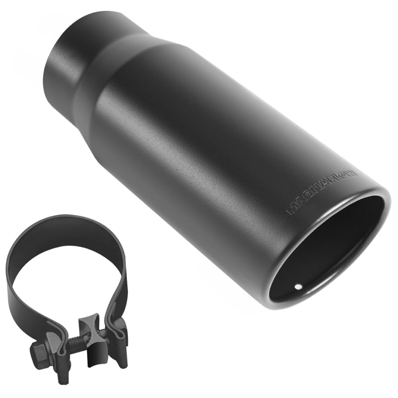 MagnaFlow Tip Stainless Black Coated Single Wall Round Single Outlet 5in Dia 3.5in Inlet 14.5in L-thumbmail-1