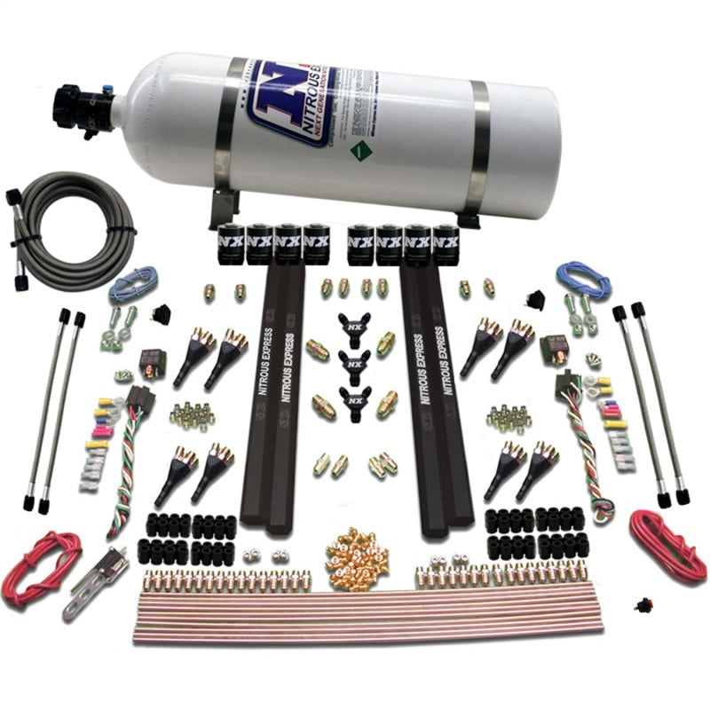 Nitrous Express SX2 Dual Stage 8 Solenoid /Gasoline Nitrous Kit (200-1200HP) w/15lb Bottle-thumbmail-1