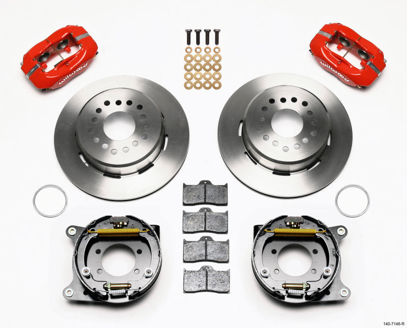 Wilwood Forged Dynalite P/S Park Brake Kit Red Ford 8.8 w/2.5in Offset-5 Lug-thumbmail-1