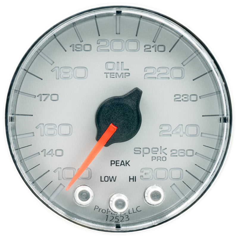 Autometer Spek-Pro Gauge Oil Temp 2 1/16in 300f Stepper Motor W/Peak & Warn Slvr/Chrm-thumbmail-2