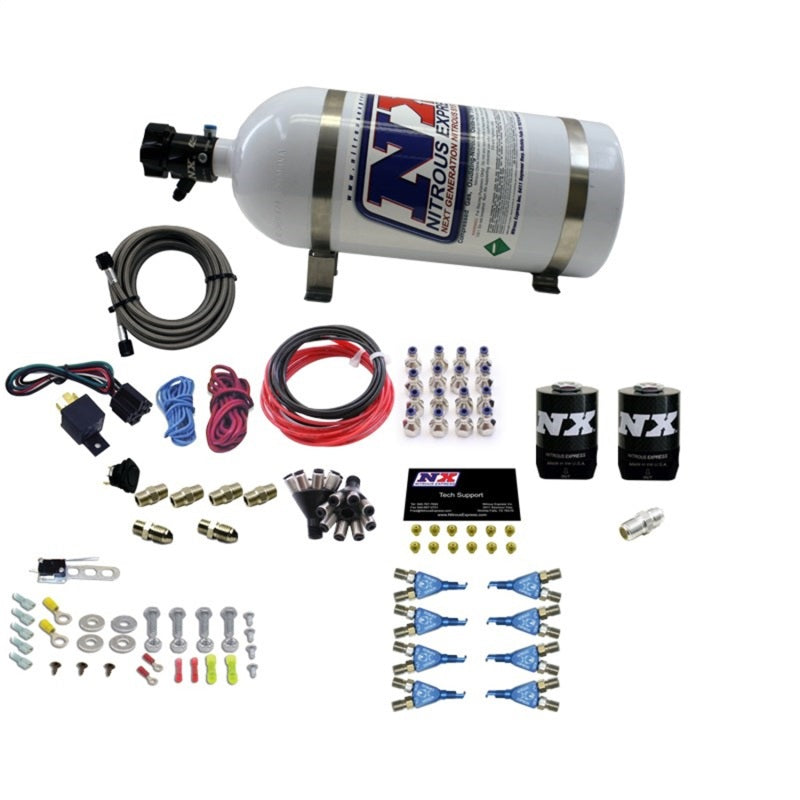 Nitrous Express 8 Cyl Soft Line Shark Rail Nitrous Kit w/10lb Bottle Pushloc-thumbmail-2
