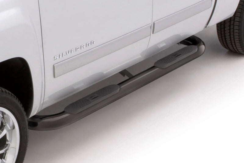 Lund 15-17 Chevy Colorado Crew Cab 4in. Oval Curved Steel Nerf Bars - Black-thumbmail-4