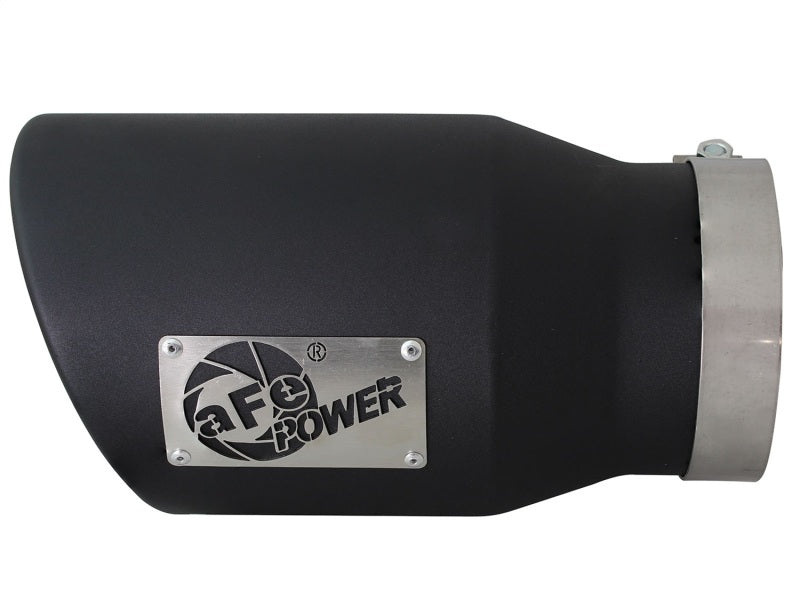 aFe MACHForce XP 5in 304 Stainless Steel Exhaust Tip 5 In x 7 Out x 12L in Bolt On Right - Black-thumbmail-3