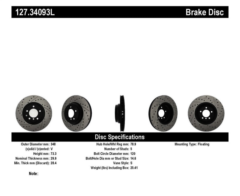 StopTech 07-09 BMW 335 (E90/E92/E93) Slotted & Drilled Left Front Rotor-thumbmail-2