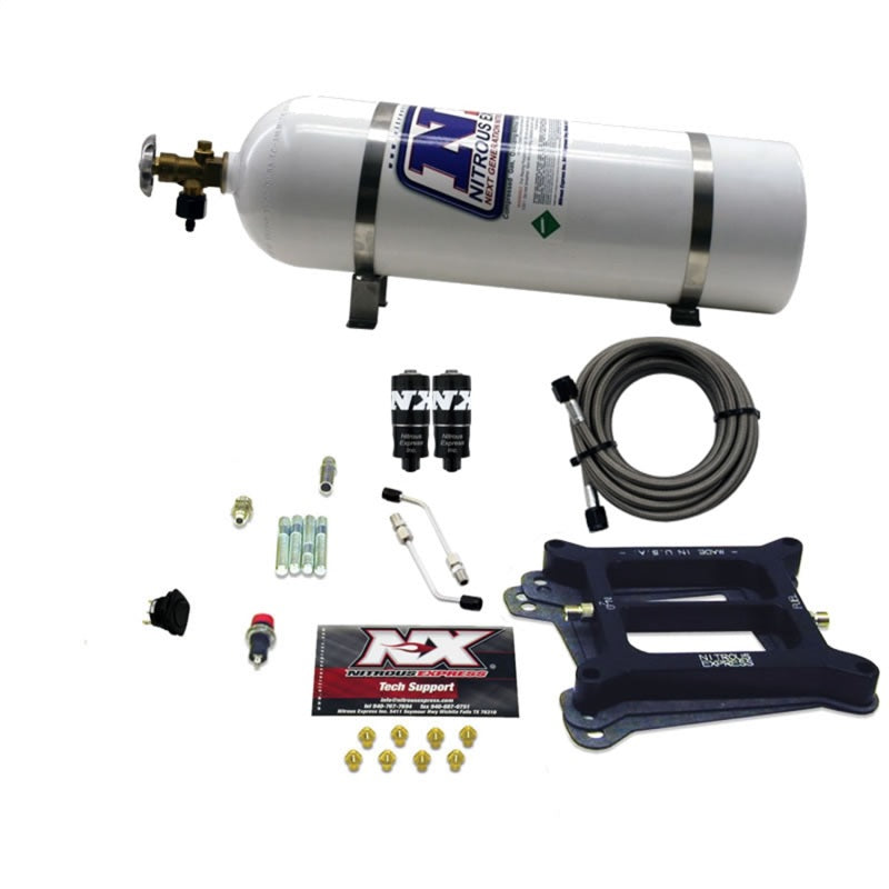 Nitrous Express 4150 Hitman 4-BBL Nitrous Kit (100-200HP) w/15lb Bottle-thumbmail-2