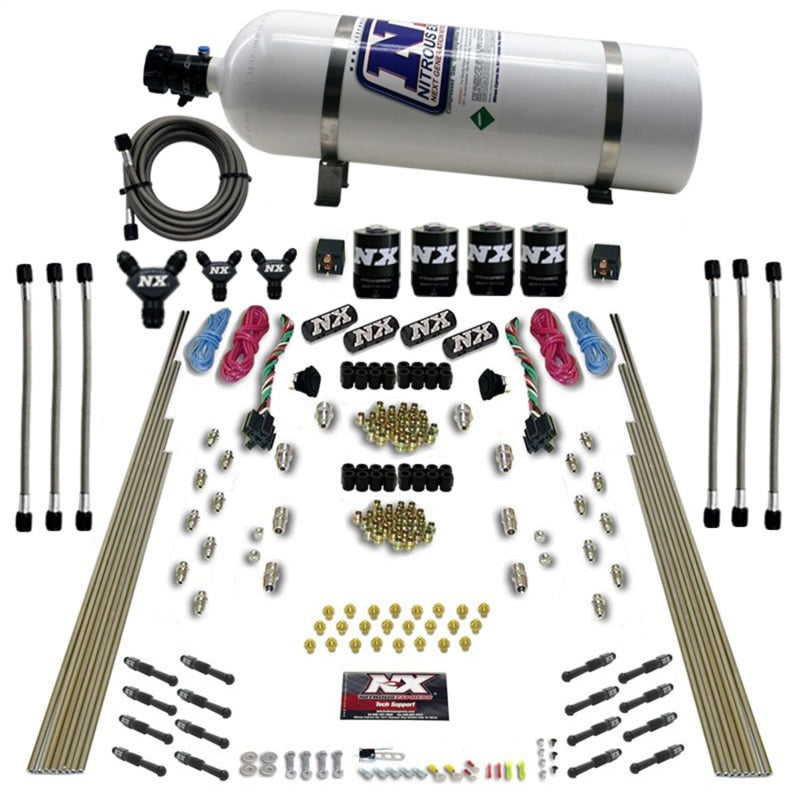 Nitrous Express 8 Cyl Dry Direct Port Dual Stage 4 Solenoids Nitrous Kit (200-600HP) w/15lb Bottle-thumbmail-2