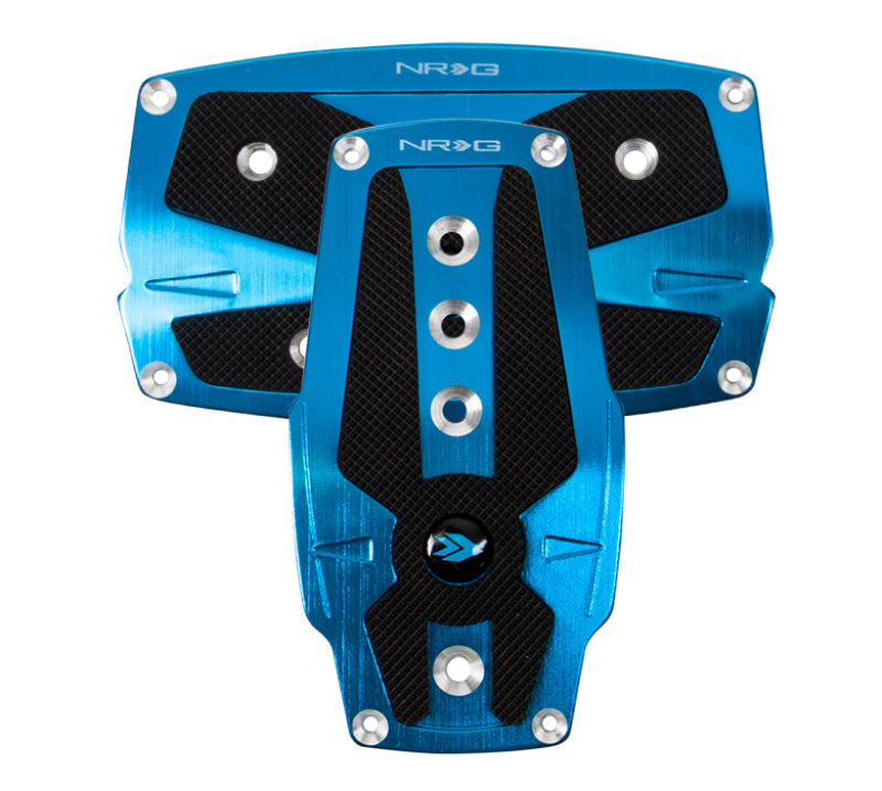 NRG Brushed Aluminum Sport Pedal A/T - Blue w/Black Rubber Inserts-thumbmail-2