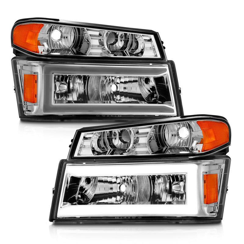 ANZO 04-12 GM Colorado/Canyon/I-Series Crystal Headlights - w/ Light Bar Chrome Housing 4pcs-thumbmail-9