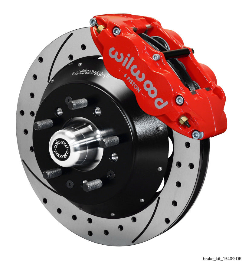 Wilwood Narrow Superlite 6R Dust Seal Front Hub Kit 14.00in Drill Red 67-69 Camaro 64-72 Nova-thumbmail-1