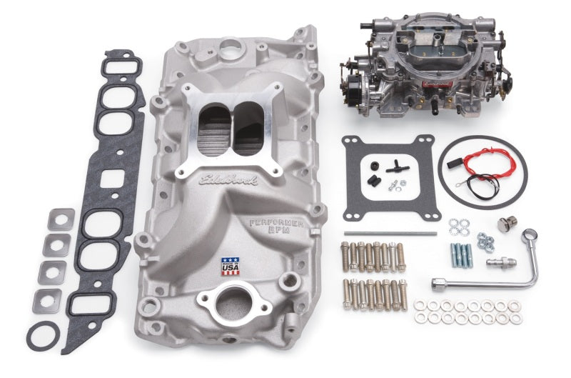 Edelbrock Manifold And Carb Kit Performer RPM Big Block Chevrolet Oval Port Natural Finish-thumbmail-2