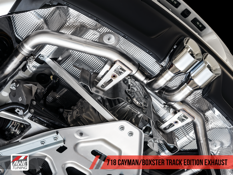 AWE Tuning Porsche 718 Boxster / Cayman Track Edition Exhaust - Chrome Silver Tips-thumbmail-6