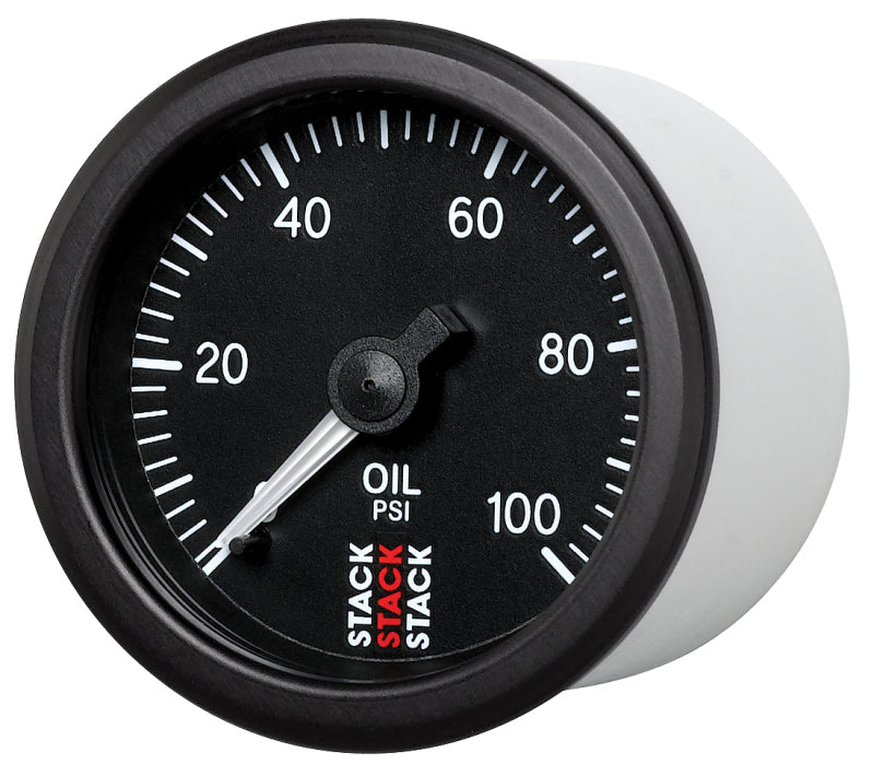 Autometer Stack 52mm 0-100 PSI 1/8in NPTF (M) Mechanical Oil Pressure Gauge - Black-thumbmail-5