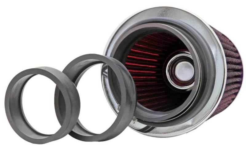 K&N Universal Air Filter Chrome Round Tapered Red - 4in Flange ID x 1.125in Flange Length x 5.5in H-thumbmail-17
