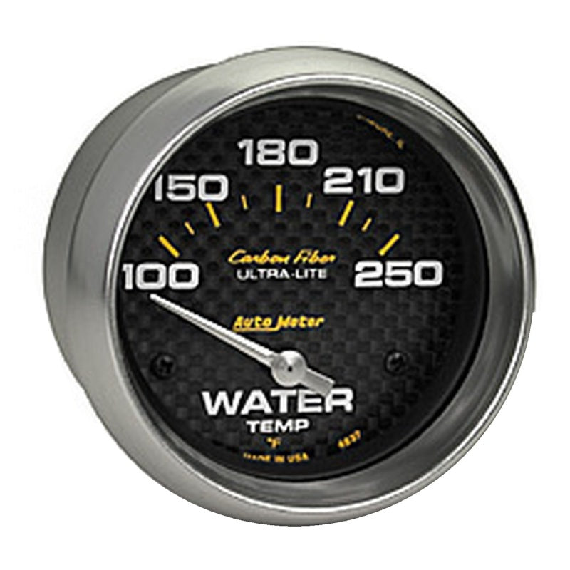 AutoMeter Gauge Water Temp 2-5/8in (66.7mm) 100-250F Electric Carbon Fiber-thumbmail-2