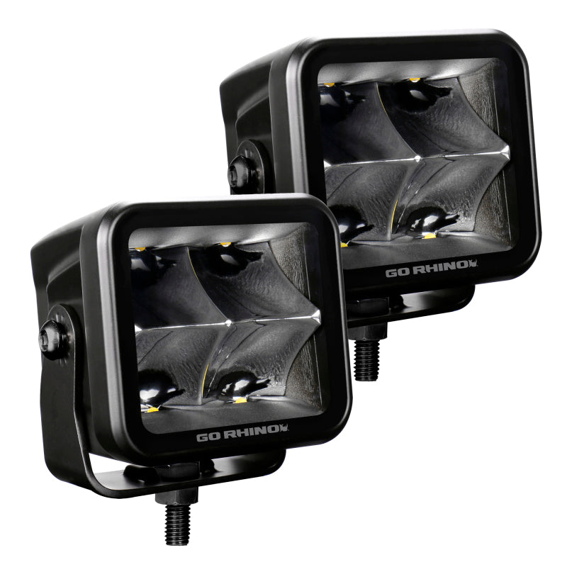Go Rhino Xplor Blackout Series Cube LED Spot Light Kit (Surface/Threaded Stud Mnt) 3x3 - Blk (Pair)-thumbmail-12