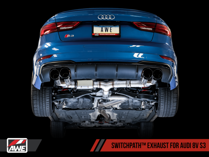 AWE Tuning Audi 8V S3 SwitchPath Exhaust w/Diamond Black Tips 102mm-thumbmail-1