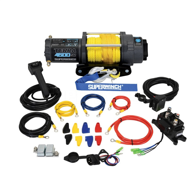 Superwinch 4500 LBS 12V DC 1/4in x 50ft Synthetic Rope Terra 4500SR Winch - Gray Wrinkle-thumbmail-6