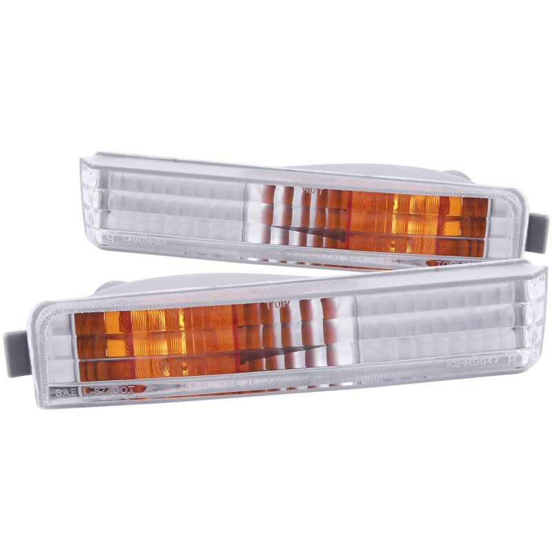 ANZO 1990-1991 Honda Accord Euro Parking Lights Chrome w/ Amber Reflector-thumbmail-1
