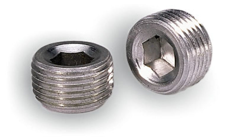 Moroso Pipe Plugs - 3/8in NPT Thread - 3/8in Hex Socket Drive - Aluminum - 2 Pack-thumbmail-1