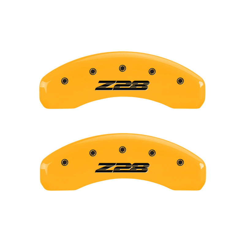 MGP 4 Caliper Covers Engraved Front Gen 5/Camaro Engraved Rear Gen 5/Z28 Yellow finish black ch-thumbmail-4