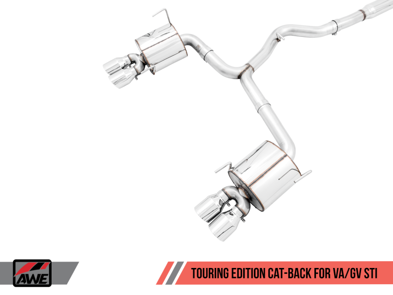 AWE Tuning Subaru STI VA / WRX GV / STI GV Sedan Touring Edition Exhaust - Chrome Silver Tip (102mm)-thumbmail-6