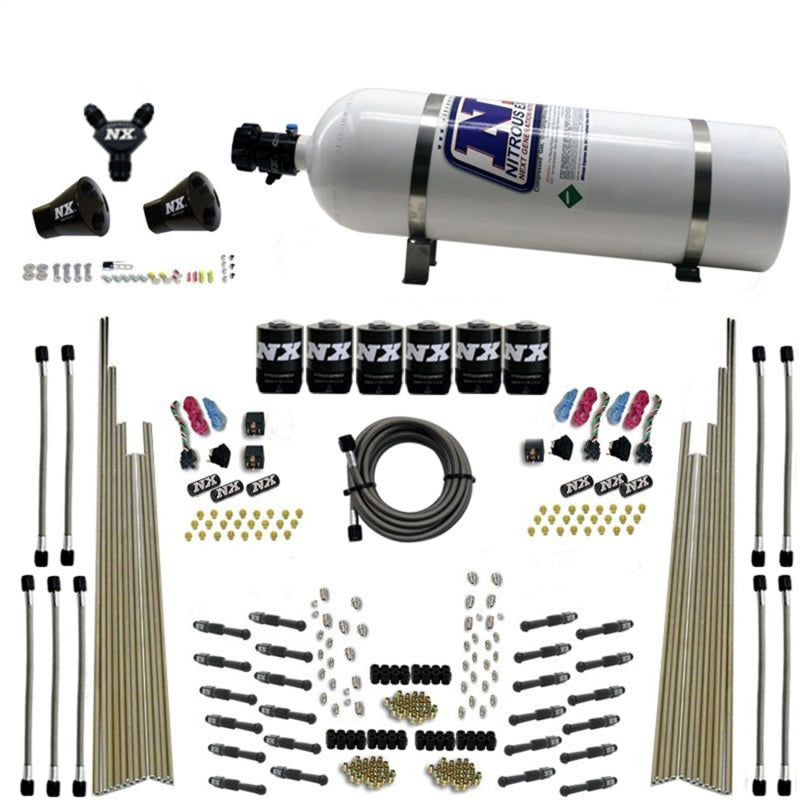 Nitrous Express 8 Cyl Dry Direct Port Three Stage 6 Solenoids Nitrous Kit (200-600HP) w/15lb Bottle-thumbmail-1