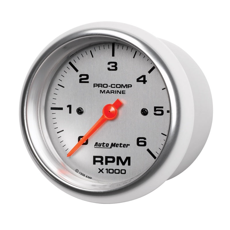 Autometer Marine Silver Ultra-Lite Gauge 3-3/8in Tachometer 6K RPM-thumbmail-3
