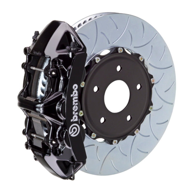 Brembo 08-15 Lancer Evo X Front GT BBK 6 Piston Cast 350x34 2pc Rotor Slotted Type-3-Black-thumbmail-1