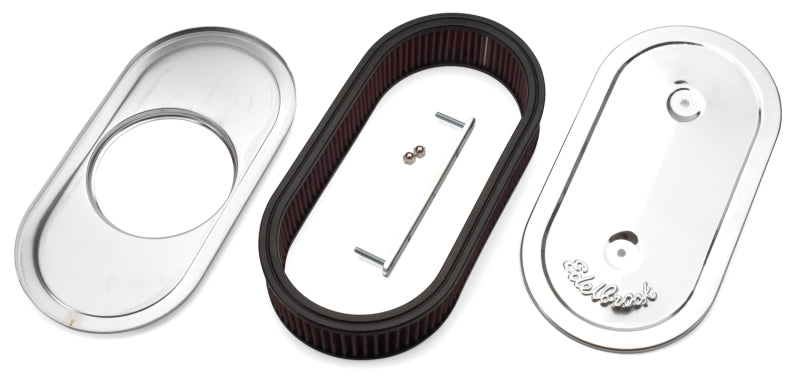 Edelbrock Air Cleaner Pro-Flo Series Oval Steel Top Cloth Element 13 5In X 7In X 3 5In Chrome-thumbmail-2