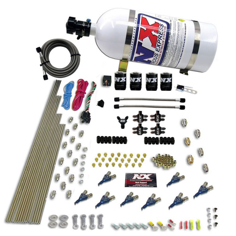 Nitrous Express 8 Cyl Piranha Direct Port 4 Solenoids Nitrous Kit (200-500HP) w/10lb Bottle-thumbmail-2