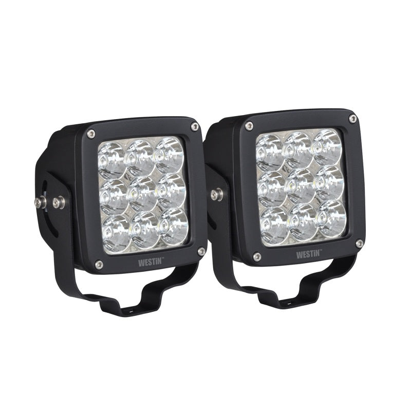 Westin Axis LED Auxiliary Light 4.5 inch x 4.5 inch Square Spot w/3W Osram (Set of 2) - Black-thumbmail-2