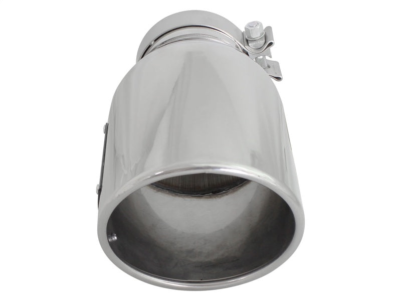 aFe MACH Force-XP 304 SS Right Side Single Wall Polished Exhaust Tip 4in Inlet x 6in Outlet x 12in L-thumbmail-4