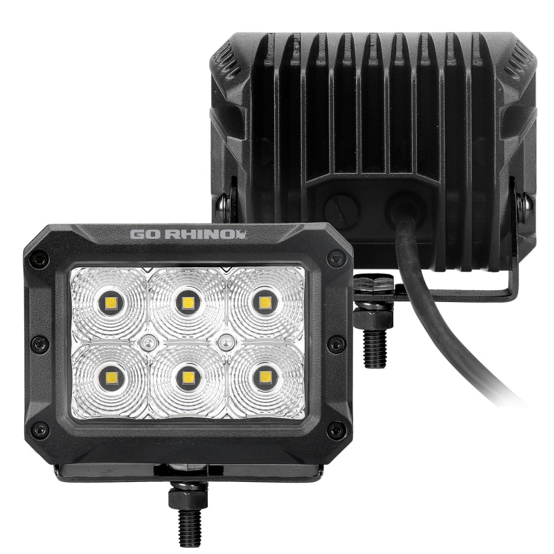 Go Rhino Xplor Bright Series Rectangle LED Flood Light Kit (Surface/Thread Std Mnt) 4x3 - Blk (Pair)-thumbmail-3