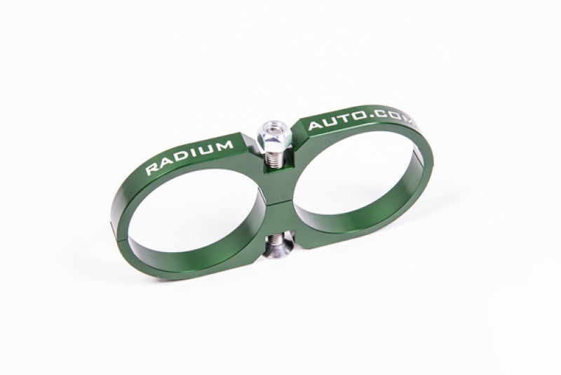 Radium Engineering 2-Piece Fuel Pump Clamp For Bosch 044 - Green W/ Logo-thumbmail-1