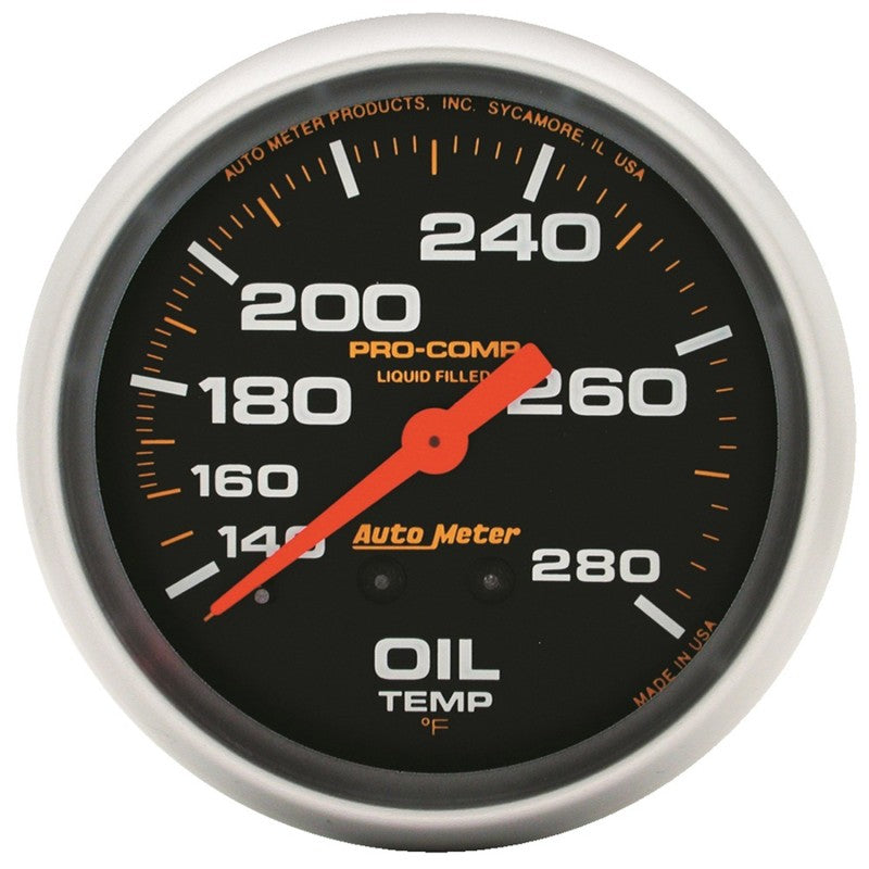 Autometer Liquid Filled Mechanical 66.7mm 140-280 deg F Oil Termperature Gauge Includes 6 ft Tubing-thumbmail-2