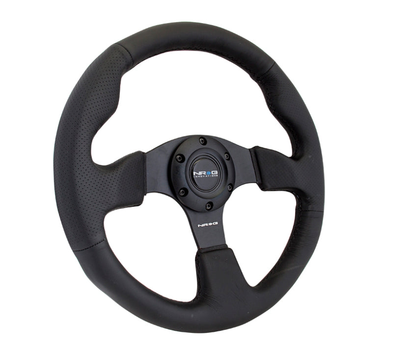 NRG Reinforced Steering Wheel (320mm) Black Leather w/Black Stitching-thumbmail-2