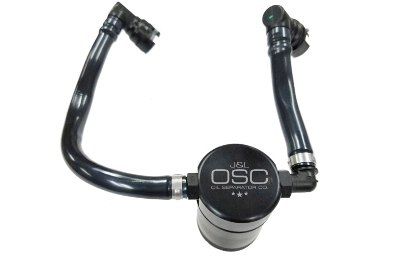 J&L 2018-2022 Ford Mustang GT Passenger Side Oil Separator 3.0 - Black Anodized-thumbmail-1