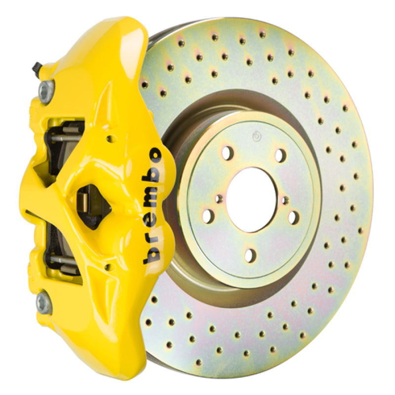 Brembo 15-21 WRX (VA) Front GT BBK 4 Piston Cast 326 x30 1pc Rotor Drilled- Yellow-thumbmail-1