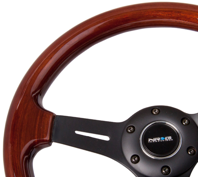 NRG Classic Wood Grain Steering Wheel (330mm) Wood Grain w/Matte Black 3-Spoke Center-thumbmail-3