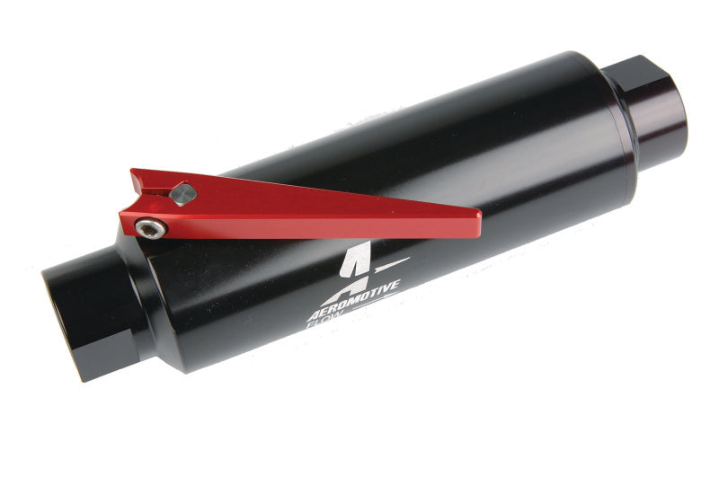 Aeromotive In-Line AN-10 Filter w/Shutoff Valve 100 Micron SS Element - Black Anodize Finish-thumbmail-6