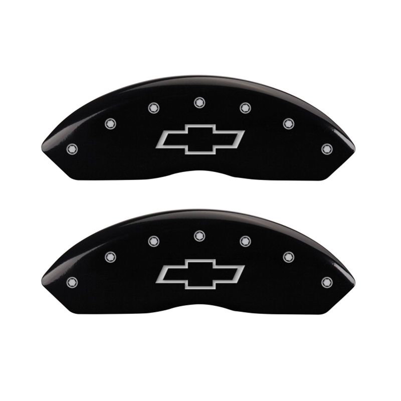 MGP 4 Caliper Covers Engraved Front & Rear Bowtie Black finish silver ch-thumbmail-2