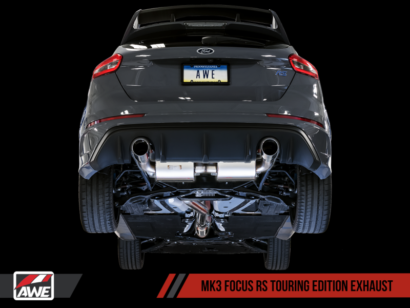 AWE Tuning Ford Focus RS Touring Edition Cat-back Exhaust - Non-Resonated - Diamond Black Tips-thumbmail-3