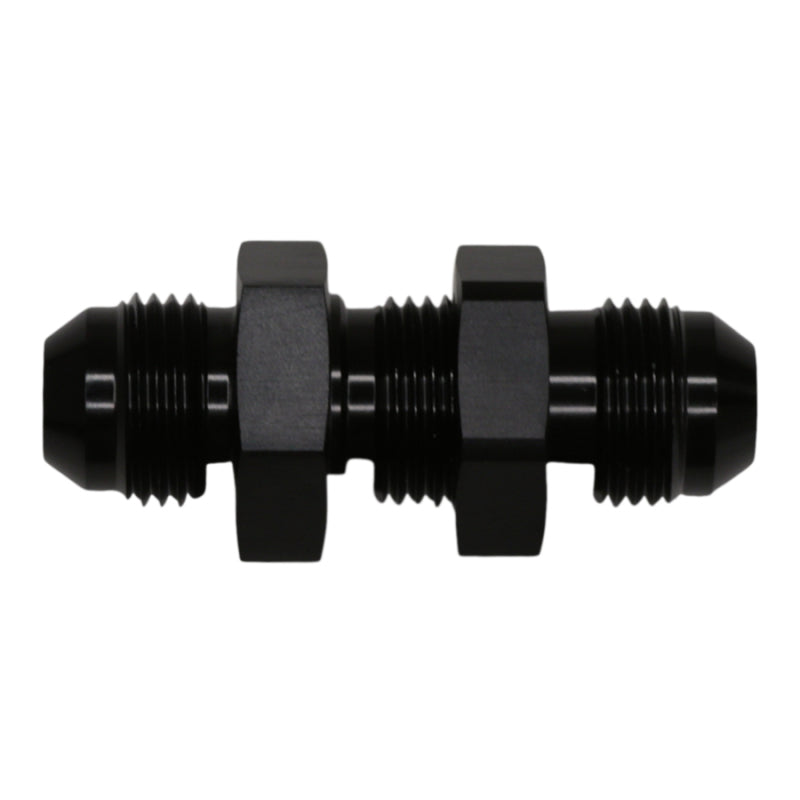 DeatschWerks 8AN Male Flare to 8AN Male Flare Bulkhead Adapter (Incl Nut) - Anodized Matte Black-thumbmail-1