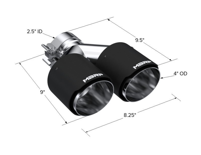 MBRP Universal Carbon Fiber Dual Tip 4in OD/2.5in Inlet-thumbmail-3