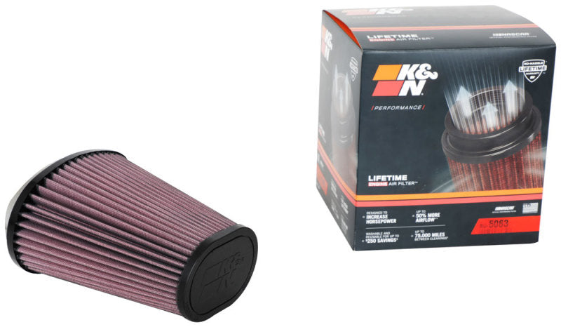 K&N Universal Clamp-On Air Filter 2.844x4.813in Flg ID x 6.5x4.75in B OD x 4.5x3.25in T OD x 7.5in H-thumbmail-3