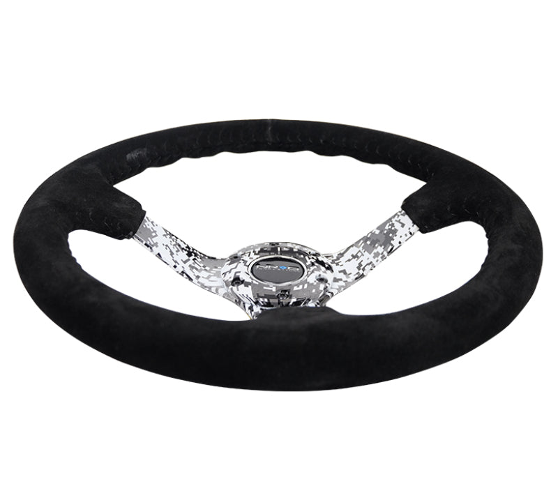 NRG Reinforced Steering Wheel (350mm / 3in. Deep) Blk Suede w/Hydrodipped Digi-Camo Spokes-thumbmail-4