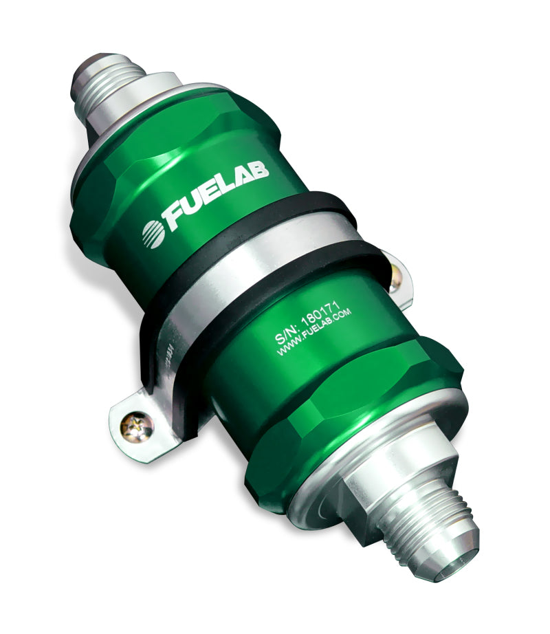 Fuelab 818 In-Line Fuel Filter Standard -10AN In/Out 40 Micron Stainless - Green-thumbmail-1