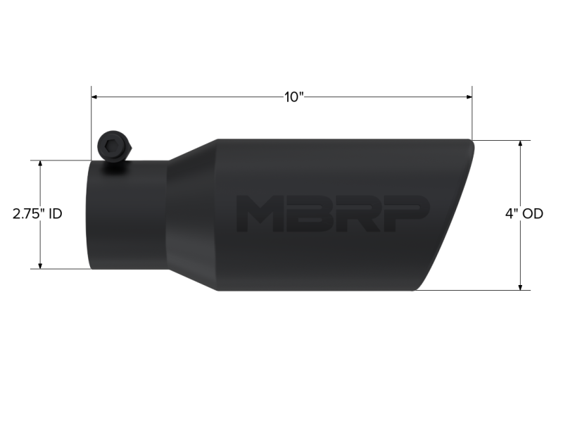 MBRP Universal Angled Rolled End Tip 4in OD / 2-3/4in Inlet / 10in Length - Black-thumbmail-4