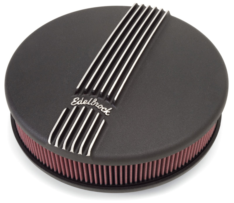 Edelbrock Air Cleaner Classic Series Round Aluminum Top Cloth Element 14In Dia X 3 9In Black-thumbmail-3