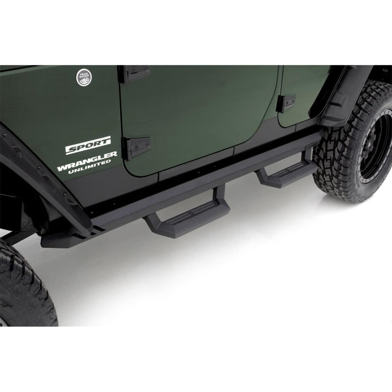 Rampage 1999-2019 Jeep Rock Rail Short Step Universal 4 Piece Set - Black-thumbmail-4